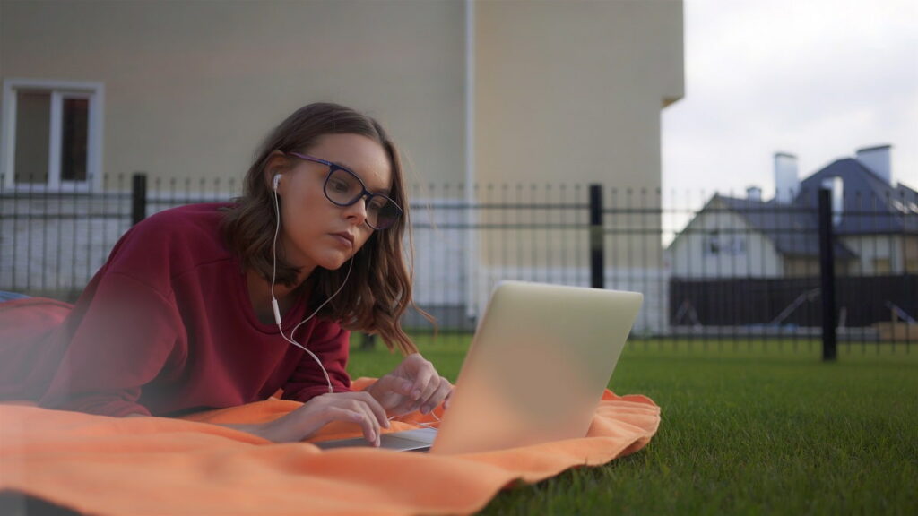 remote work benefits of wfh in backyard on lawn